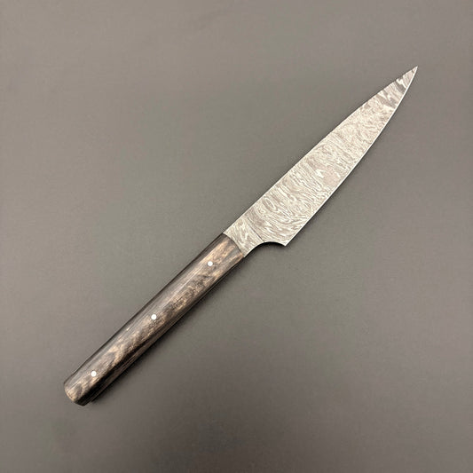 Verso du Couteau Fulgur en damas torsadé et en ébène royal 